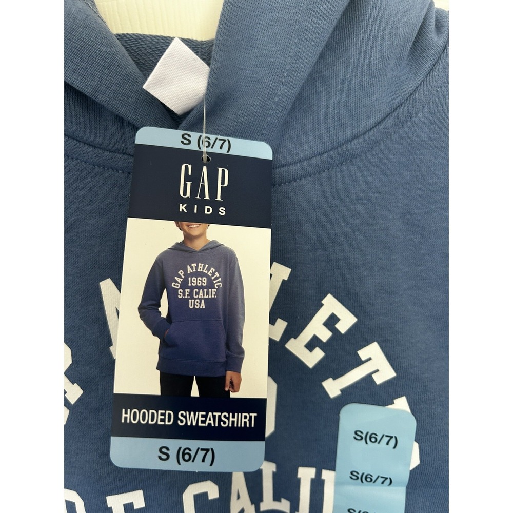 Gap Kids Hooded Sweatshirt Hoodie Unisex Girls Boys Small 6/7 Dutch Blue BxOO - Picture 2 of 6